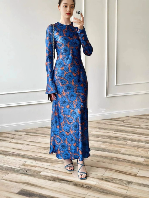 Middle East series women's clothing ~  Blue Print Dress