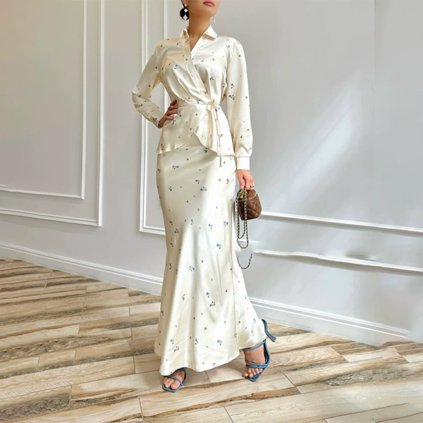 Middle East series women's clothing ~  White Print Women Set